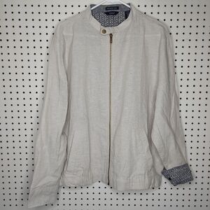 Bruno Linen Blend‎ Jacket Button Collar Zip Pocket Beige Khaki Unlined Medium